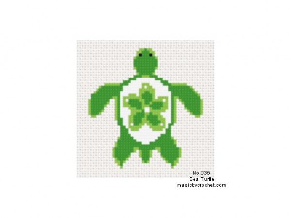 Sea Turtle Cross Stitch Chart Pattern, PDF instant download, No.035, C2C graph