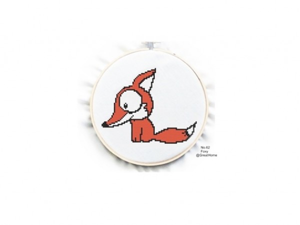 Fox Cross Stitch Chart Pattern, PDF instant download, Counted cross stitch, No.040, Instruction