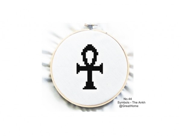 The Ankh , Tiny Blackwork, Cross Stitch Pattern , PDF beginner cross stitch, No.044
