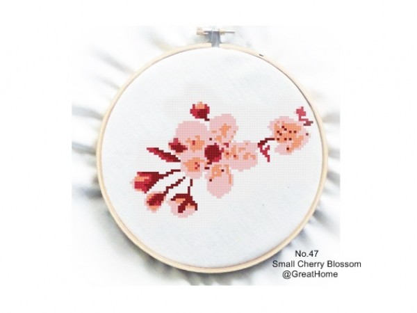Cherry Blossom Cross Stitch Chart Pattern, Beginner Level, Crochet graph, Counted graph, no.047
