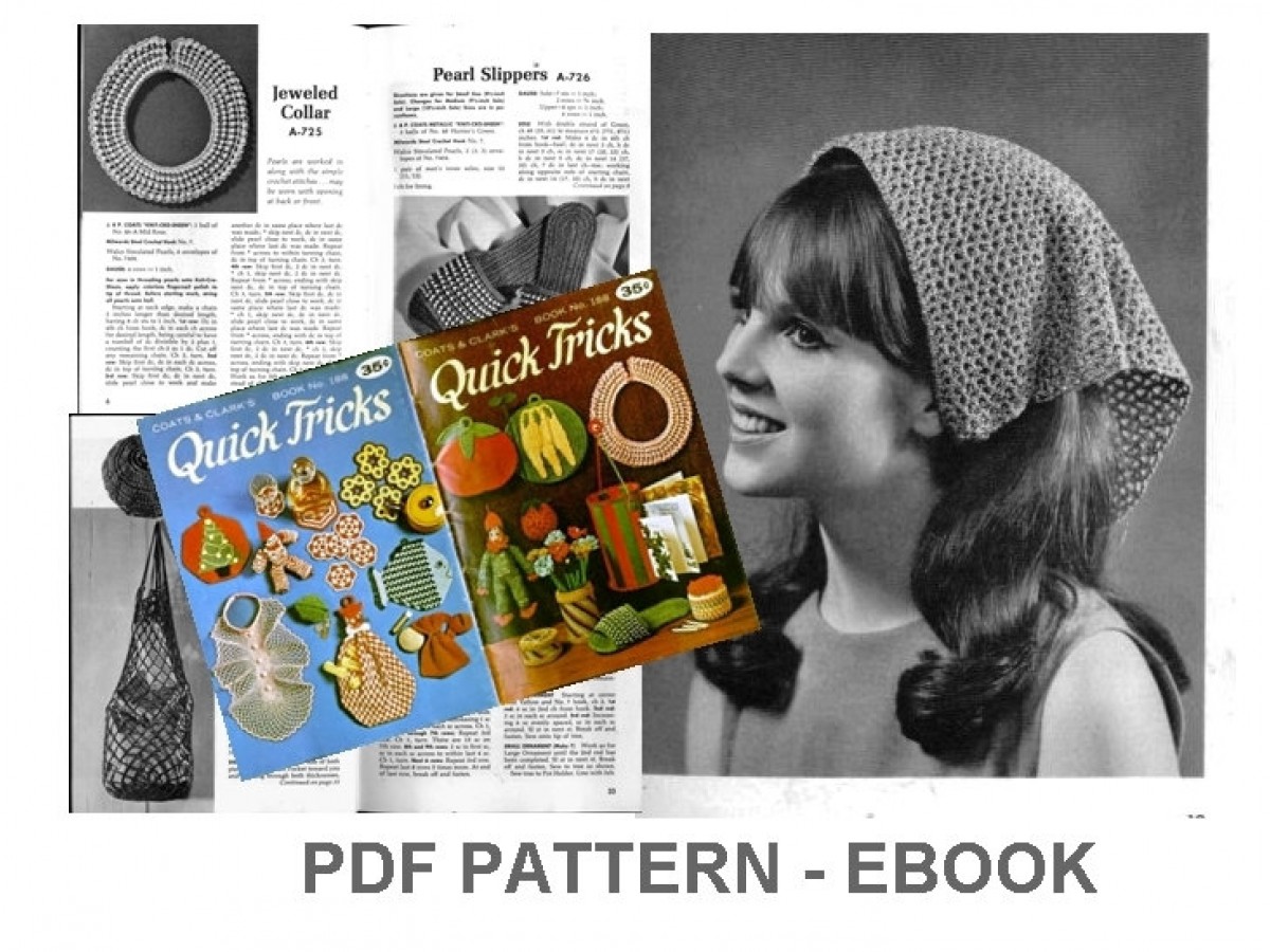 PDF Crochet Patterns, Vinatage Crochet eBook, Pot holders, coasters, purse, placemat, no.020