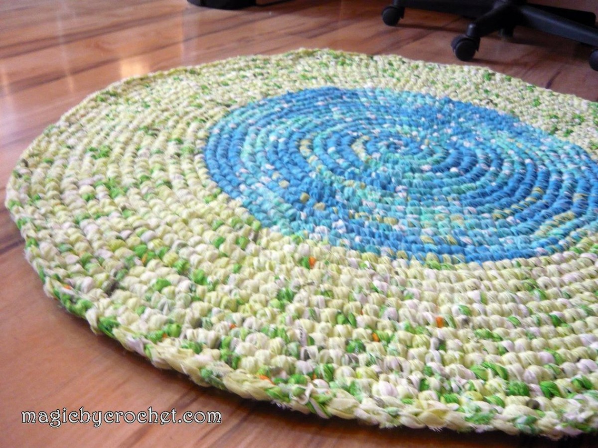 Rag Rug, Crochet Rug, Handmade Rug, Nursery Rug, Kitchen Rug, Round Rug, 99 cm