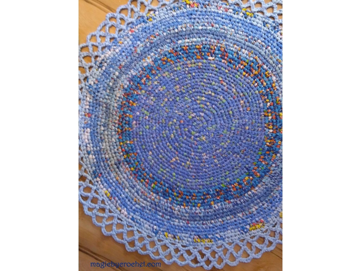 Rag Rug, Blue Rug, Doily Rug, Handmade Rug, Nursery Rug, Round Rug, Crochet rug, 125 cm, Ready to ship