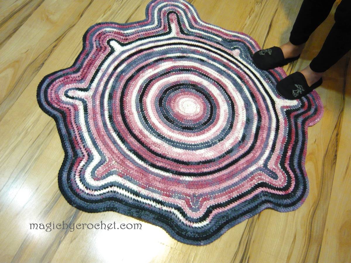 Splash Rug, OOAK rug, Free-form Rug, Handmade Rug, Braided Crochet Rug, Bohemian Rug, Area Rug, no.200
